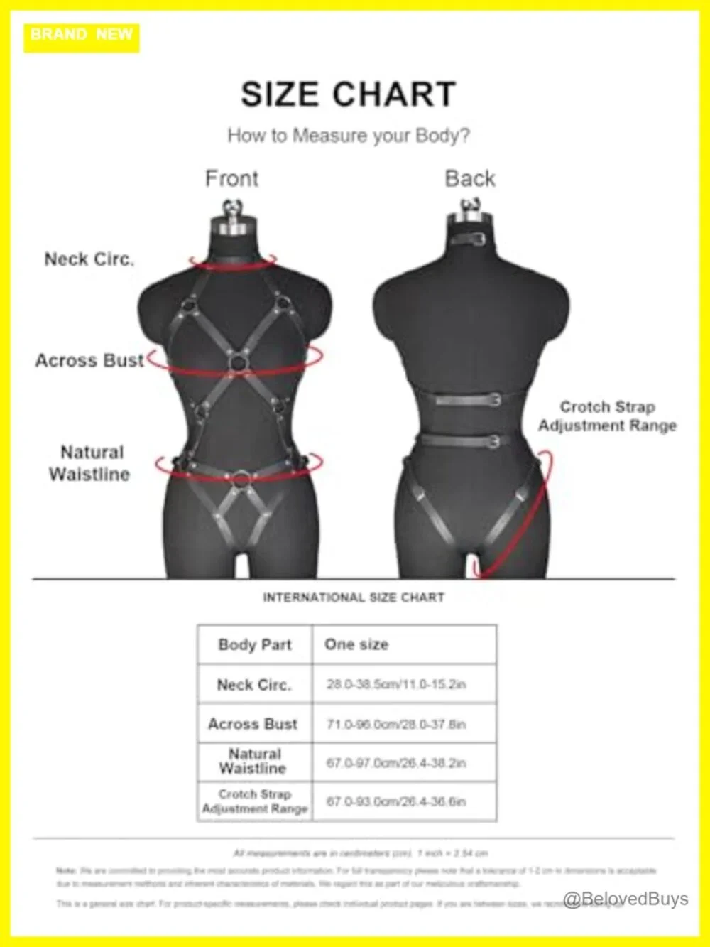 Women's Adjustable Faux Leather Body Belt with Metal Ring Straps Gothic Punk